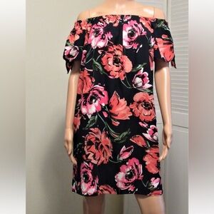 NWT Soprano navy Blue Off Shoulder Floral Beach Summer Dress Womens Size Medium